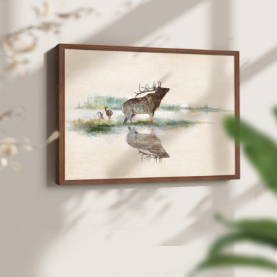 Misty Elk -Framed Print - Restickable