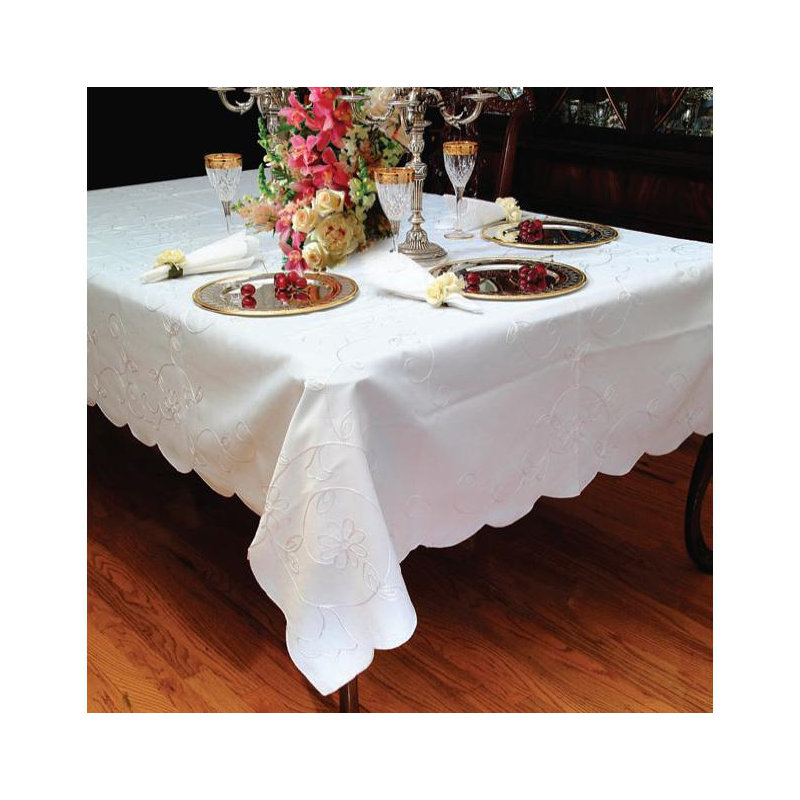 Boncek Embroidered Tablecloth, 144" W x 72" L