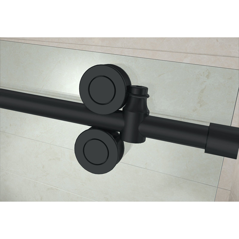 Langham XL Matte Black Frameless Sliding Shower Enclosure with Clear Glass