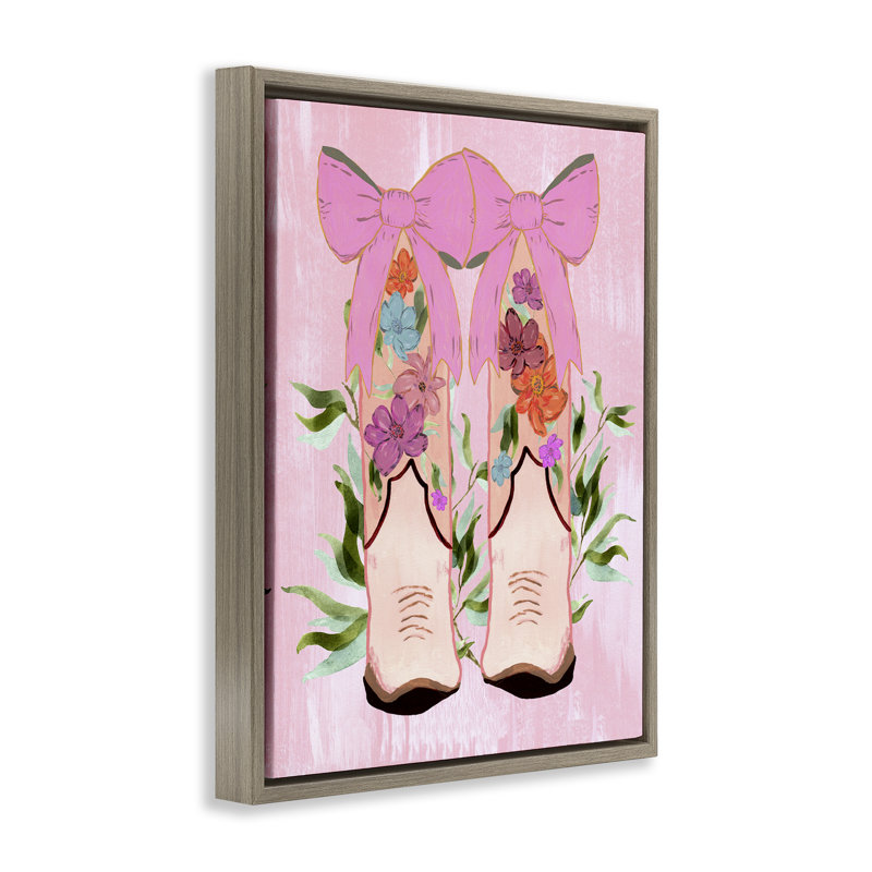 Cadre flottant bottes et boucles Cowgirl Design, design par Kara Keller Designs, Cadre flottant orme Montalcino