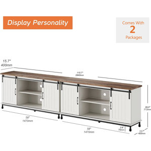 Gracie Oaks Timarah 115.8'' W Storage Credenza & Reviews | Wayfair