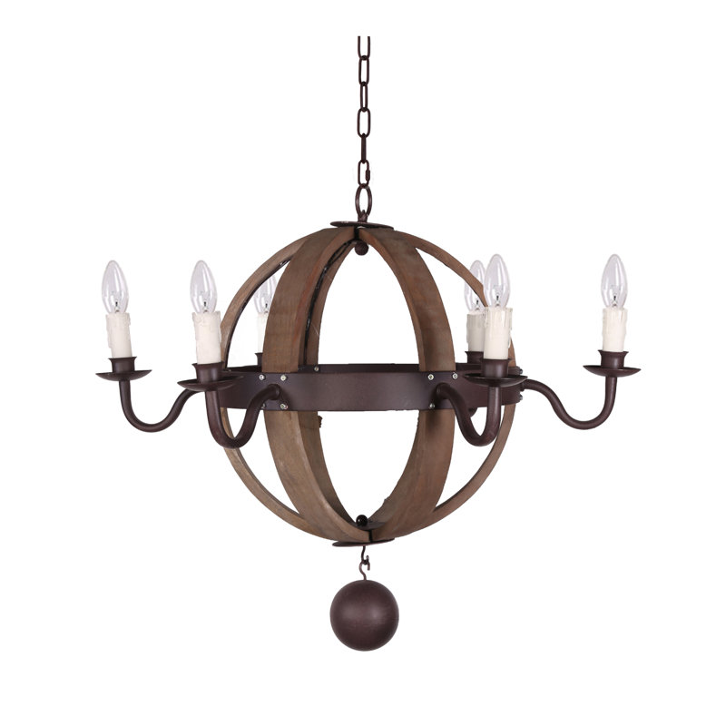 Alpine 5 - Light Wood Globe Chandelier