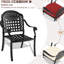 Chaise de patio en fonte d'aluminium, 2 pièces, noire, finition, coussins confortables, coussin de pied antidérapant, fabrication empilable, peu encombrante