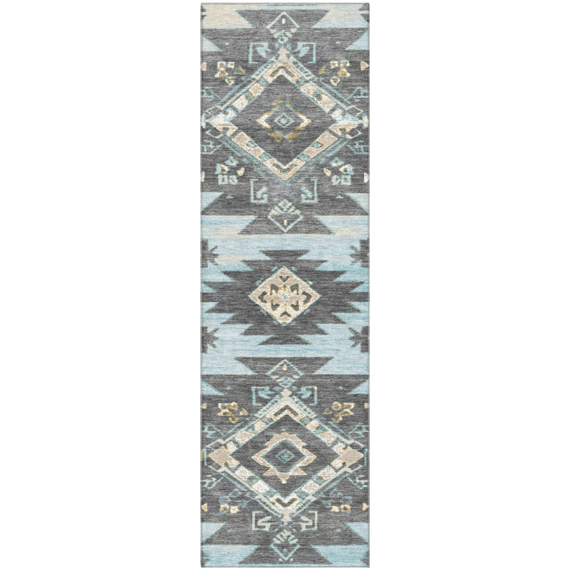 Premium Machine Washable Mayfield AMF1945 Tribal Rug, Runner 2'3" x 7'6"