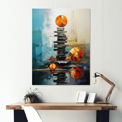Spiritual Zen Balance Stone 3 - Spiritual Stone Metal Wall Art