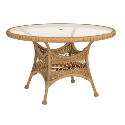 Table ronde à parasol avec plateau en verre
