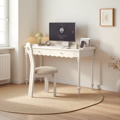 Bureau blanc en bois massif de genévrier