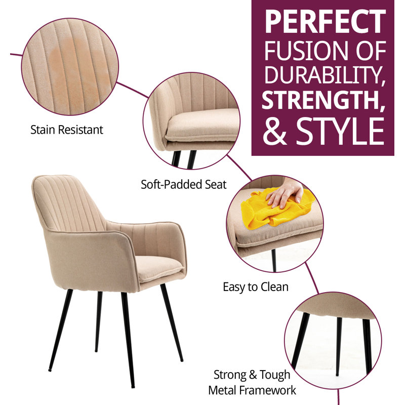 Bendooragh 44cm H Fabric Upholstered Metal Upholstered Back Armchair in Brown