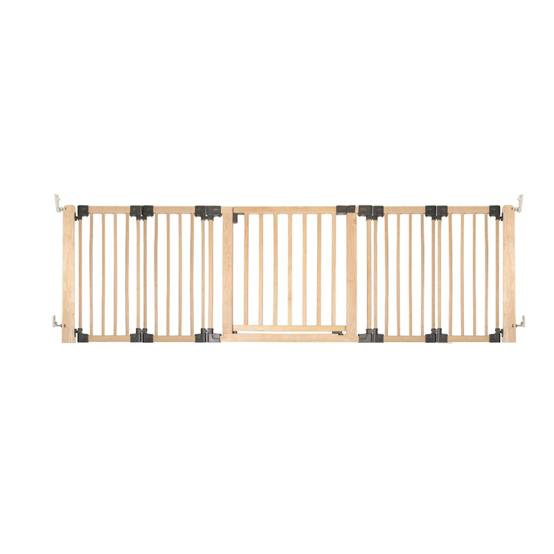 Wooden Multi Panel Room Divider, Natural Wood, 76cm Tall, 76cm H x 376cm W x 2.3cm D