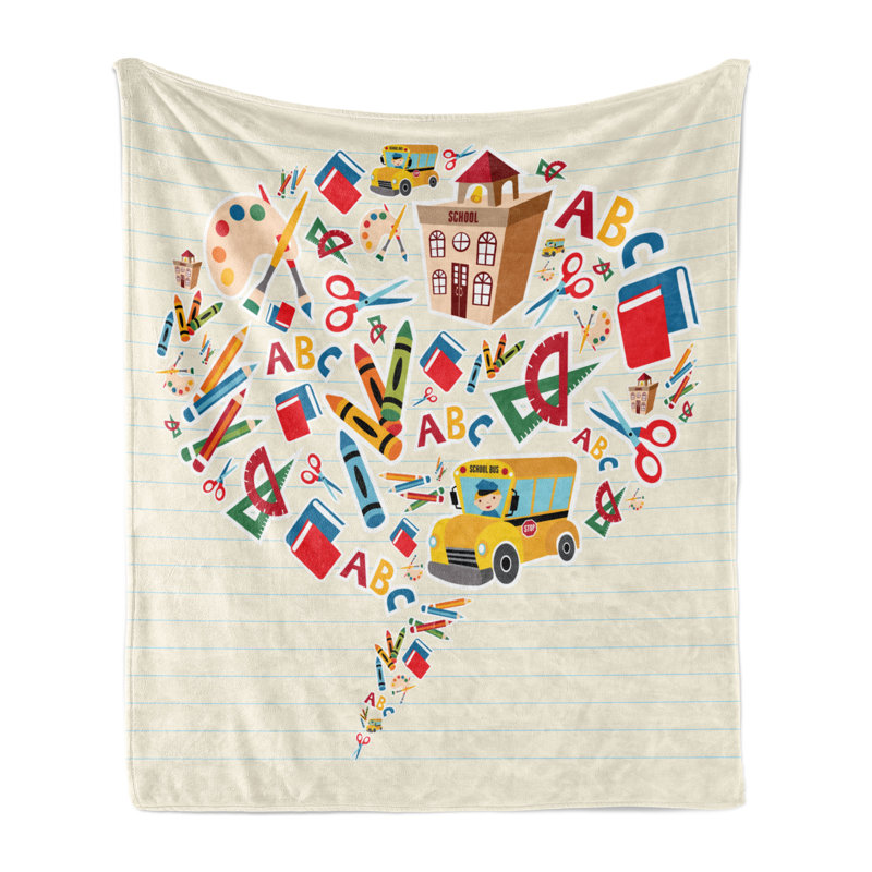 Ambesonne Bus Fleece Throw Blanket Speech Bubble from Tools, 50" W x 60" L