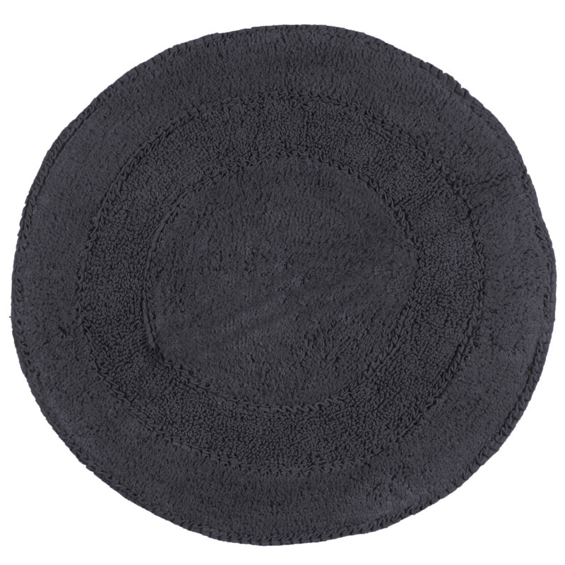 Gadbois Double Ruffle Cotton Round Bath Rug, Gray