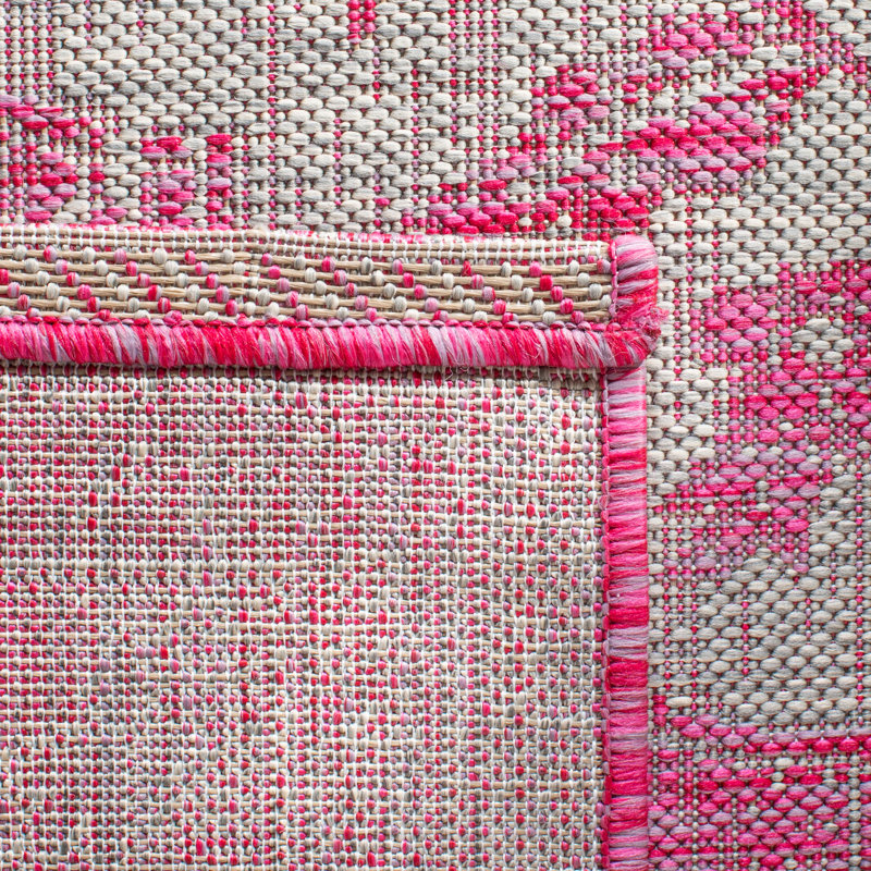 Arneshia Oriental Pink/Cream Indoor/Outdoor Area Rug, Runner 2'3" x 9'