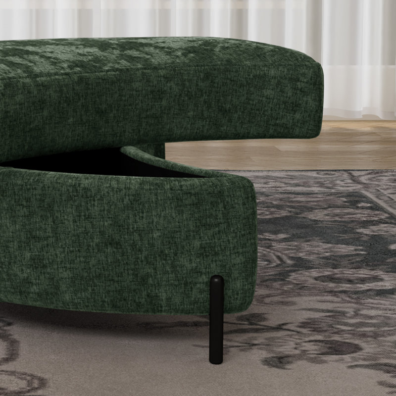 Modern Oversized Upholstered Swivel Barrel Chair With Storage Ottoman, Green Chenille