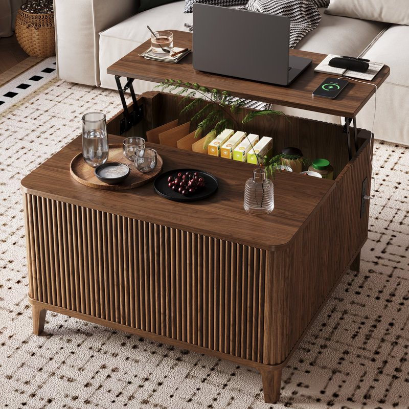 Table basse à plateau relevable avec rangement