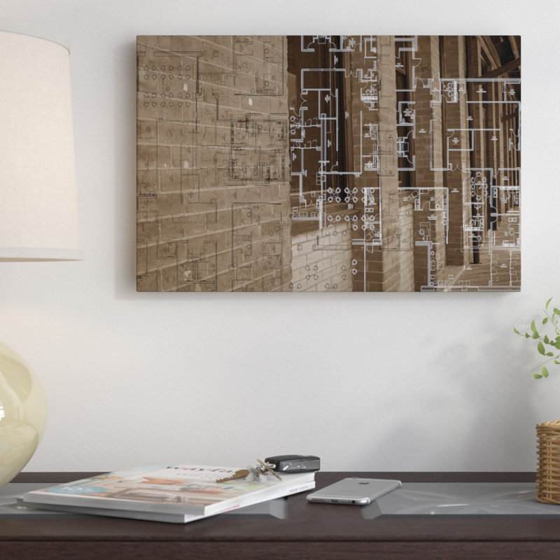 « architecture drawing iii », reproduction d’impression sur toile tendue, H 18 po x l 26 po x P 1,5 po, Toile avec cadre noir