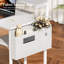 Office Computer Desk with LED Light,Office Table with Monitor Stand for Home/Office Use, Corner Desk with Large Storage Bag and Height Adjustable Storage Shelf, Remote Worker-2029252756-2014149002