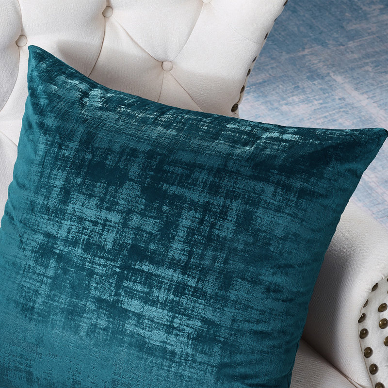 Deep Teal Textured Velvet Euro Pillow Covers Set of 2