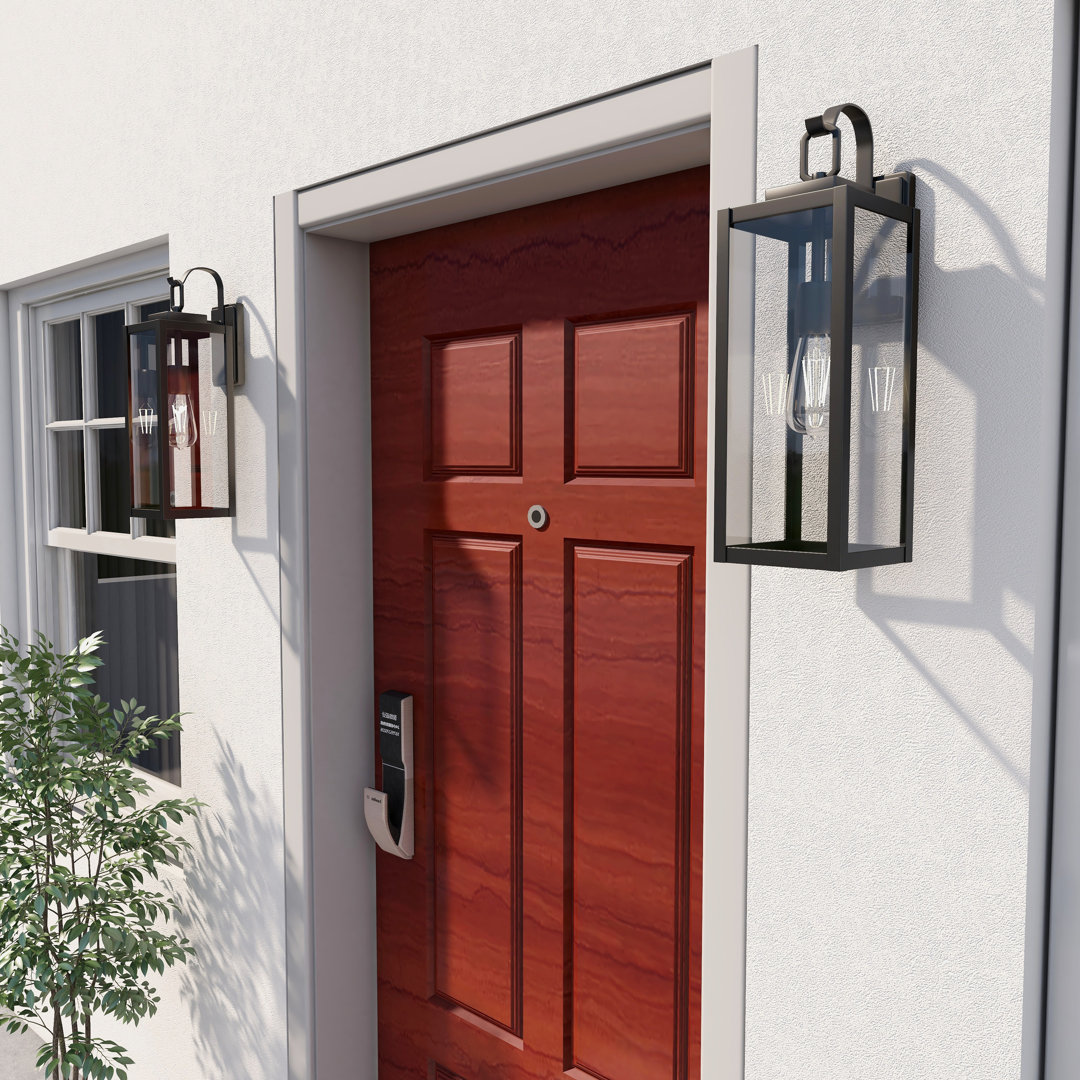 Schock 1-Light Matte Black Outdoor Wall Lantern (Set of 2) Trent Austin Design® 