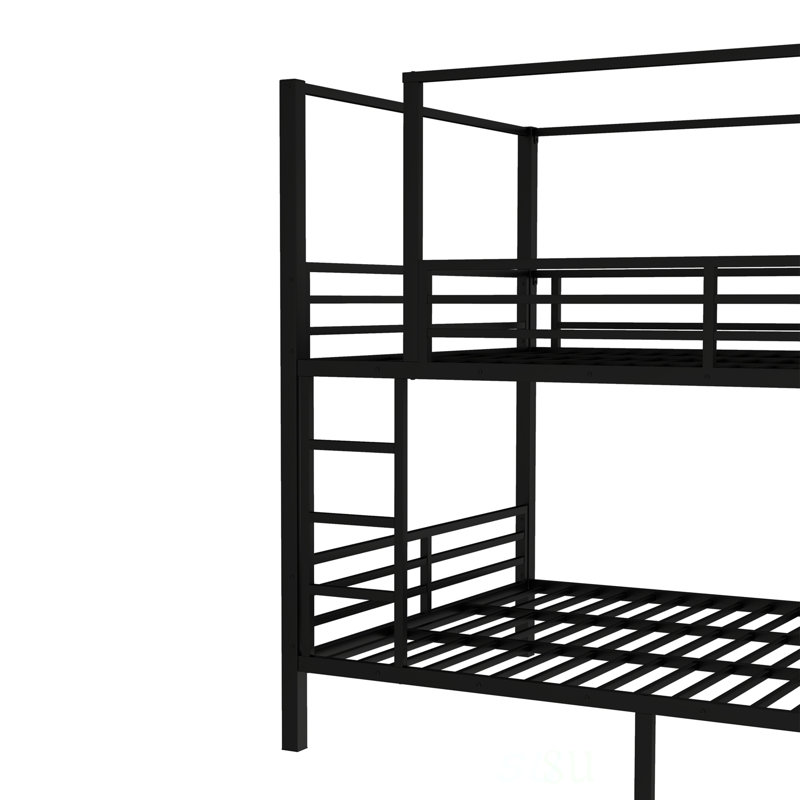 Queen Size Quadruple Metal Bunk Bed With Built-In Storage, Sturdy Frame, And Noise-Reduced Design For Maximum Space Efficiency And Safety