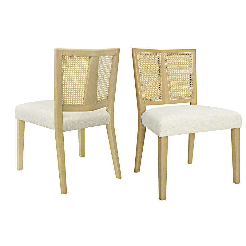 Chaise d'appoint en bois (ensemble de 2), Naturel, Beige