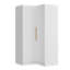 Penderie d'angle blanche H 70,9 po Bernard - Conception à 90 ° peu encombrante, ensemble anti-basculement inclus, tablettes réglables et tringle de suspension, poignées minimalistes en tons de bois