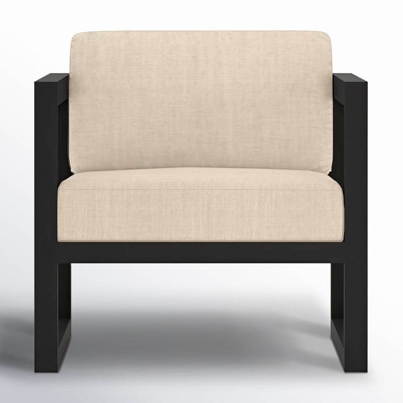 Avion 3 Piece Sofa Loveseat Set, Canvas Flax Sunbrella® Canvas, Black