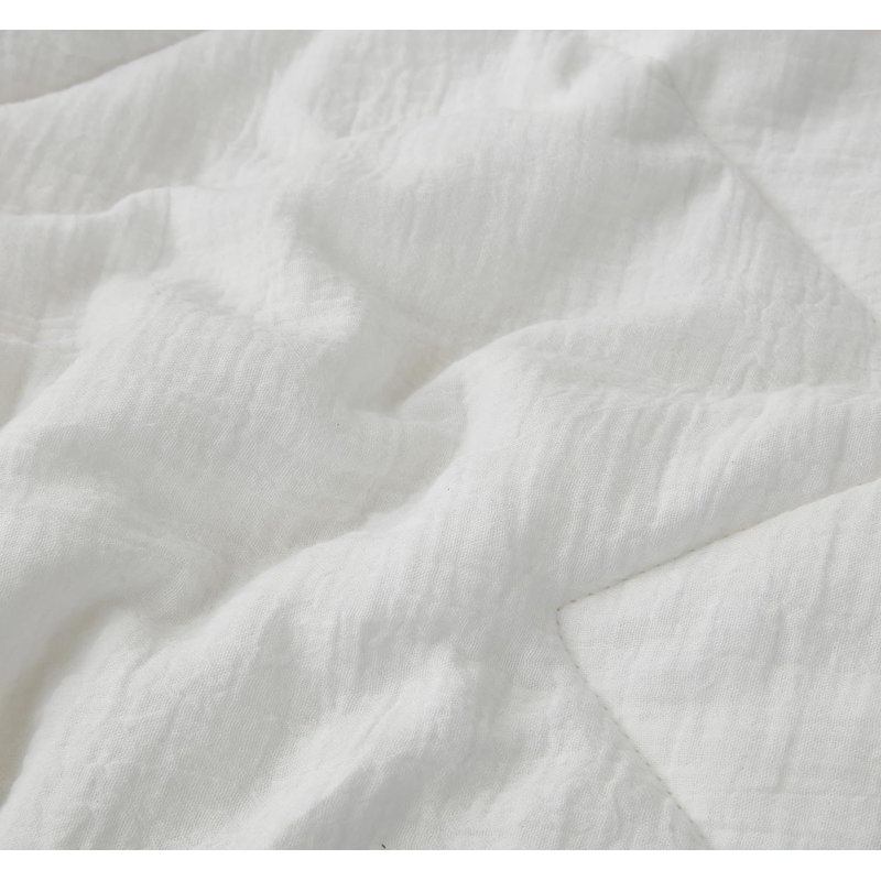 Skye Cotton Gauze Thin Comforter Set, White, King Comforter + 2 King Shams