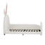 Lit simple tapissier princesse en forme de lapin, lit plateforme simple avec tête et pied de lit, blanc (