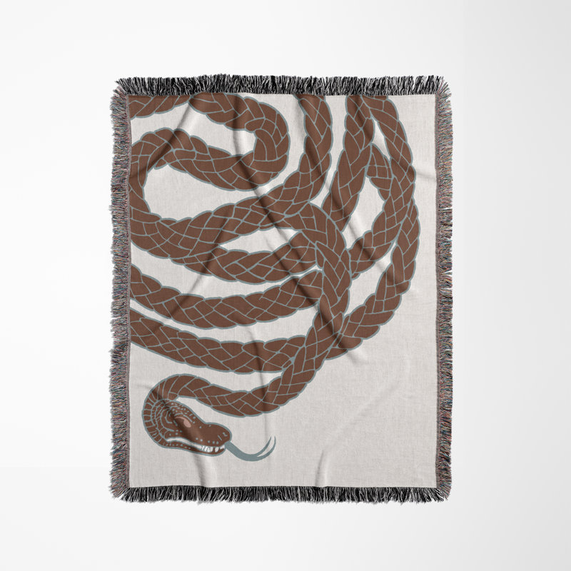 Jeté en mélange de coton Spiga Snake, Orange brûlé, L 60 po x l 50 po