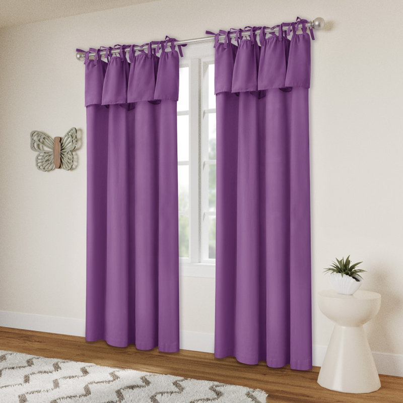 Paire de rideaux à nouettes en coton recyclé, Mauve, L 52 po x L 96 po