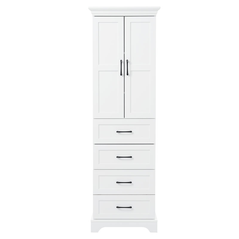 Meuble-lavabo autoportant de 71,6 po: porte double, 3 tiroirs (tiroir profond inclus), tablettes réglables, poignées noires, stratifié PB durable et panneau de fibres à densité moyenne | Idée cadeau