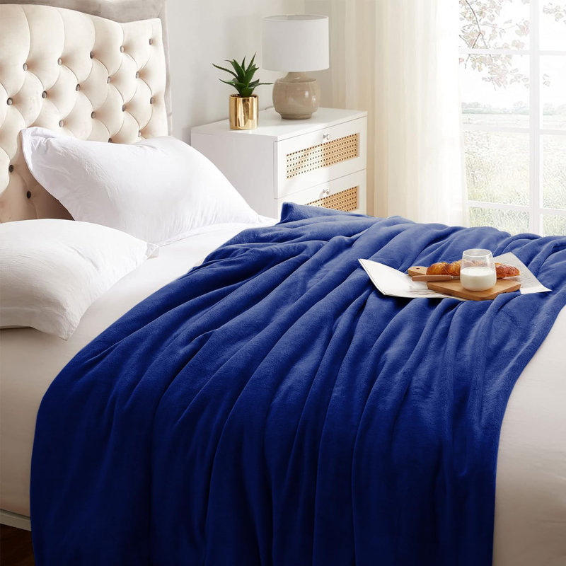 Abiram Plain Weave / Muslin Throw Blanket, 200cm x 150cm, Blue