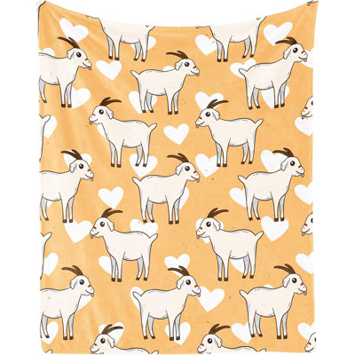 Jeté Goat - doux, pelucheux et chaud - jeté de taille 80 po x 60 po pour lit, canapé, canapé - jeté esthétique jaune pour filles et garçons