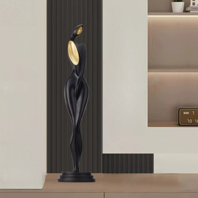 Noir + résine de forme libre + objet décoratif en bois massif