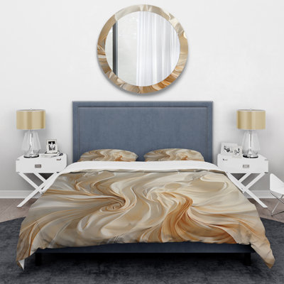 White And Gold Champagne Flow IV - Champagne Duvet Cover Set