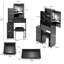 Petite coiffeuse 29,2 po avec tabouret de chevet gauche + tabouret rembourré, très grand miroir coulissant à droite, rangement multi-couches grande capacité, commode pratique et pratique, convient aux petits espaces