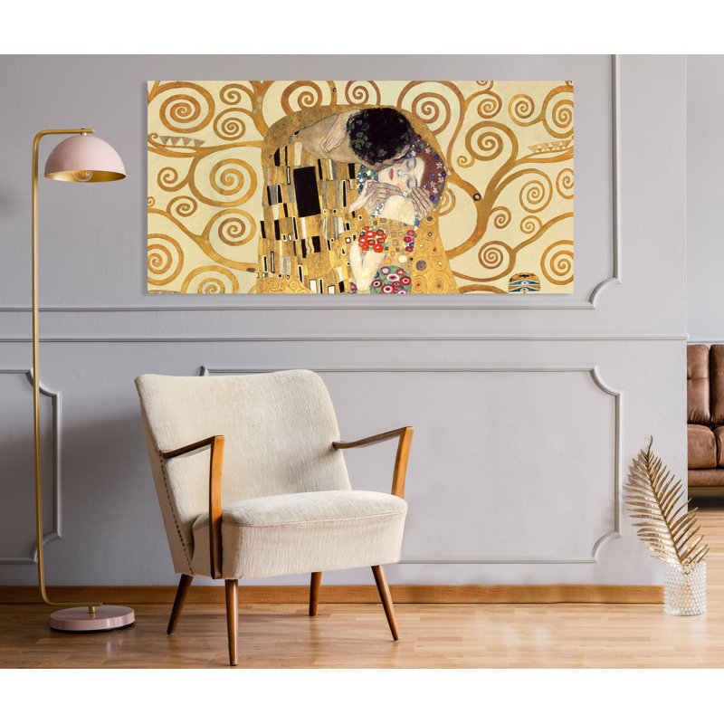The Kiss by Gustav Klimt - Wrapped Canvas Painting, 35cm H x 70cm W x 4cm D