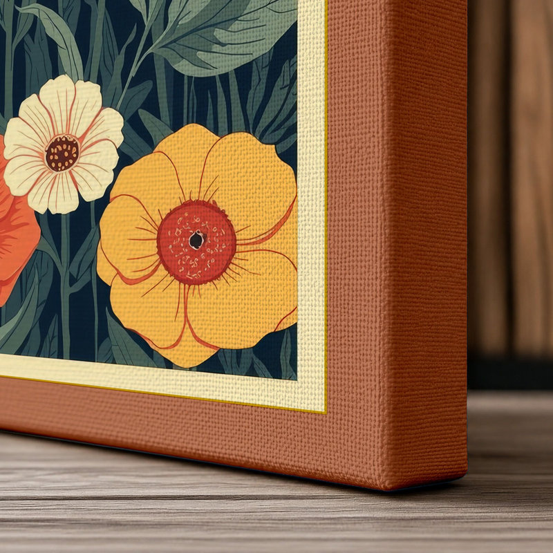 Autumn Cluster Botanical - Wrapped Canvas, 36x24 - 91.4 x 61.0 cm, Terracotta Border