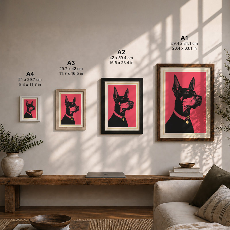 Dog in Silhouette Modern - Framed Print, Walnut, A1 - 84.1 x 59.4 cm