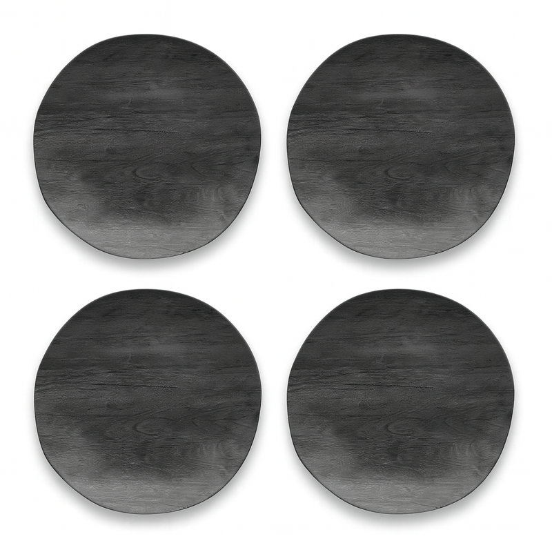 Ensemble 12 pièces de vaisselle en faux bois véritable noirci Planta