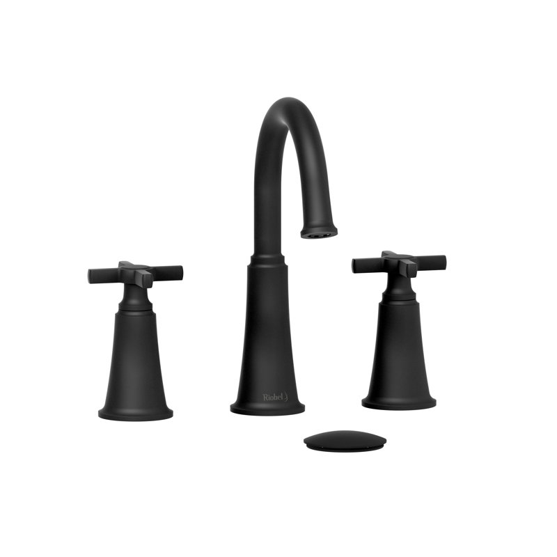 Elegant Momenti Black Widespread Bathroom Faucet with Cross Handles