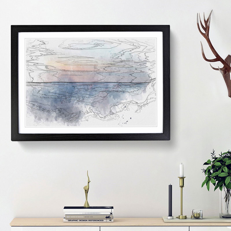 Ocean Wide in Abstract - Picture Frame Graphic Art Print, 36cm H x 48cm W x 2cm D, Black Framed