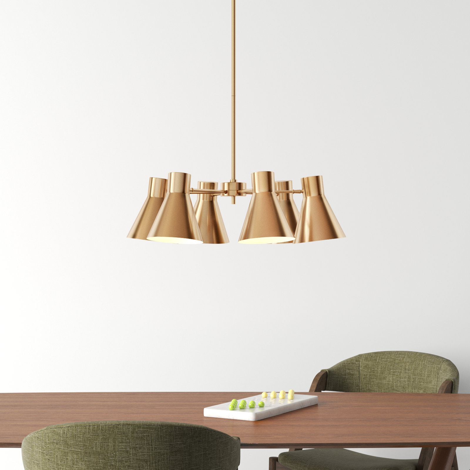 Anton 6 - Light Dimmable Cone Chandelier, Satin Brass