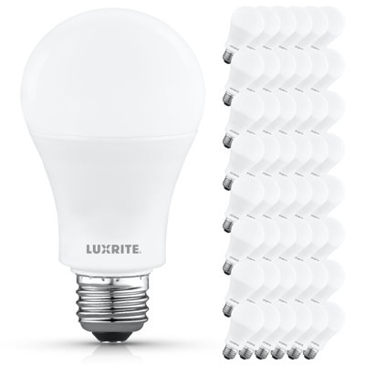 Ampoule DEL Luxrite A19 12,5W = 100W 2700K Blanc chaud 1500LM Ampoule à DEL standard à intensité non réglable E26 homologuée pour luminaire encastré et étanche, paquet de 48 ETL