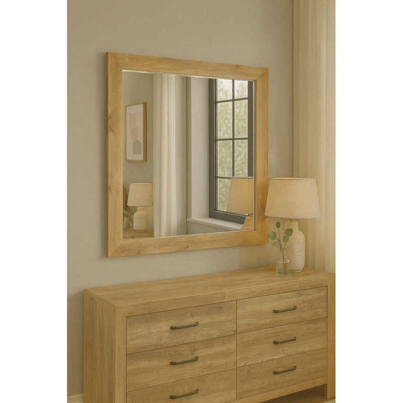 Ayerly Distressed Dresser Mirror, Natural Wood
