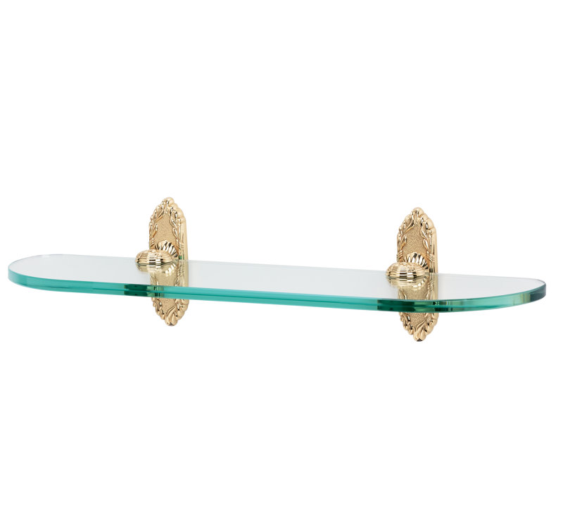 Ribbon and Reed Wall Shelf, Polished Brass, 24" W x 4.75" D