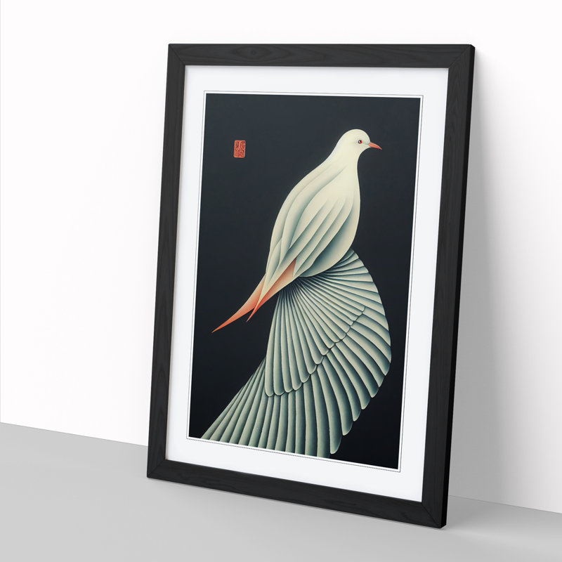 Dove Bird Japanese - Wall Art, 34cm H x 25cm W x 2cm D, Oak