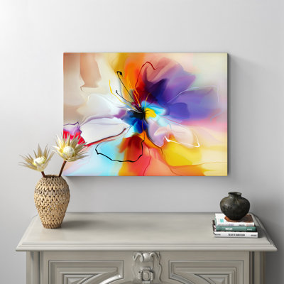 Fleur créative en plusieurs couleurs - peinture sur toile tendue