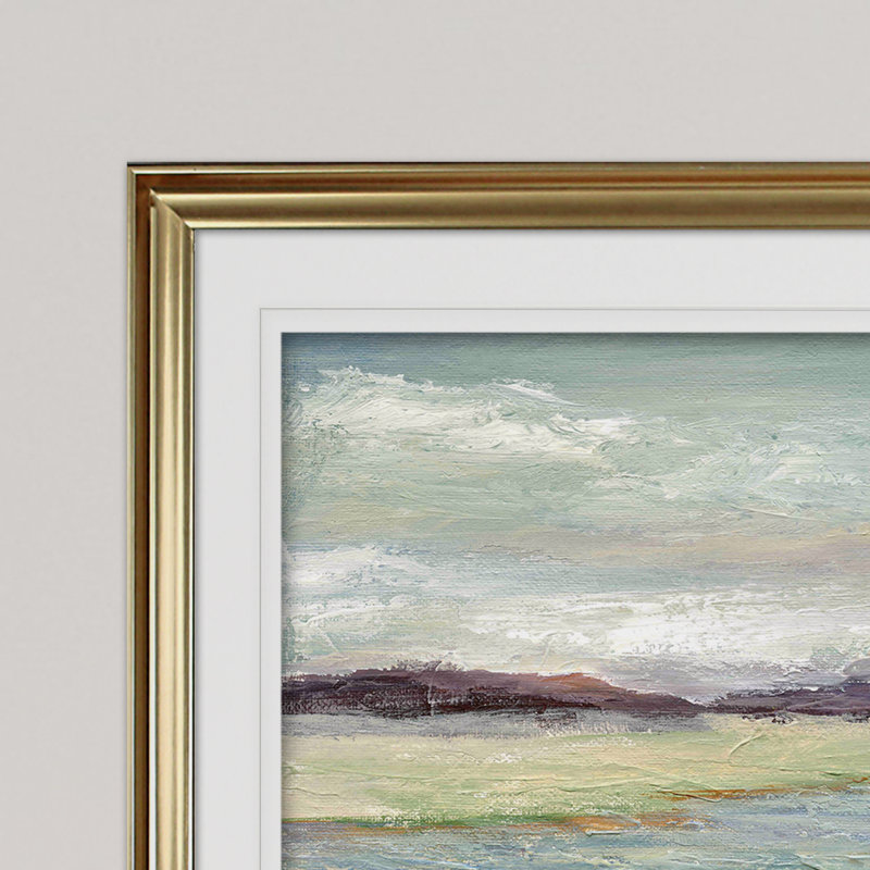 « pré stream ii », reproduction de peinture à l’acrylique encadrée, Or, H 30 po x l 40 po x P 1,5 po