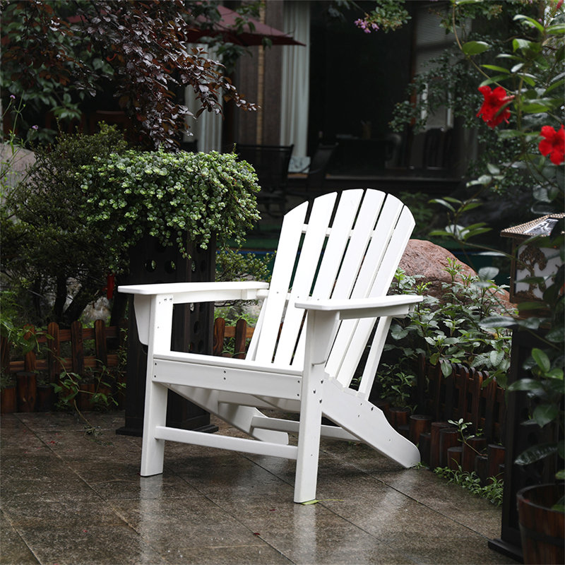 Chaise Adirondack d'extérieur toutes saisons en plastique recyclé blanc